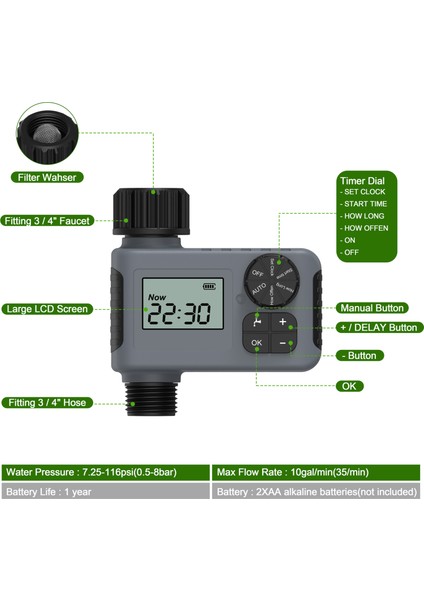 Yağmur Sensörlü Güvenlik Kilitli Otomatik Sulama Zamanlayıcı (Yurt Dışından) fırsatları