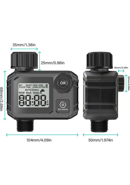Sulama Zamanlayıcısı IP55 Su Geçirmez Geniş LCD Yağmur Erteleme Bahçe Çim Havuz (Yurt Dışından)