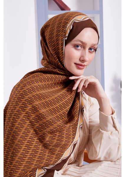 Hardal Labirent Desen Royal Şal