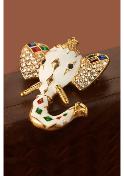 Mineli ve Taşlı Büyük Fil Broş Yaka Iğnesi modelleri