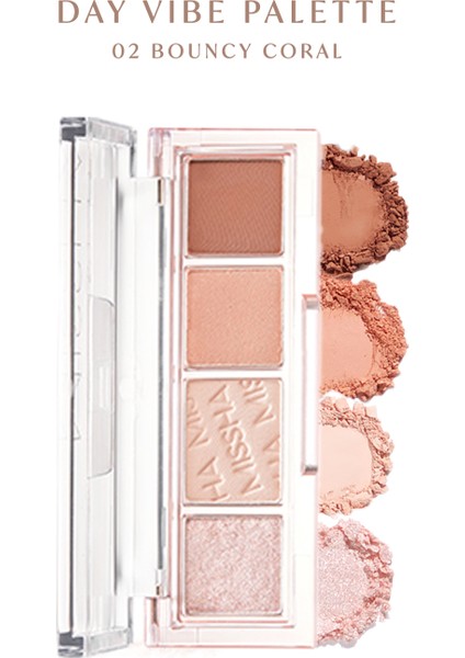 Yoğun Pigmentli Mat Ve Işıltılı Tonlar Barındıran 4'Lü Far Paleti Day Vibe Palette (#2 Bouncy Coral)
