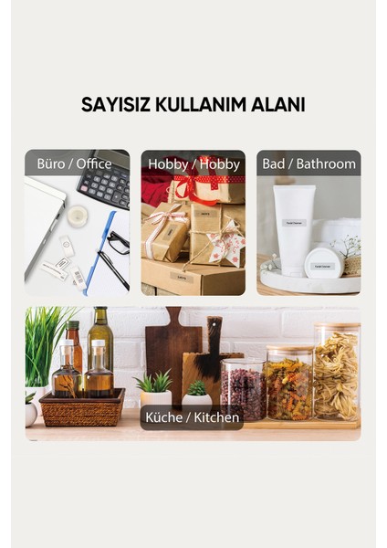 Termal Yazıcı Yapışkanlı Rulo Etiketi 180 Adet Şeffaf - 14 mm x 40 mm