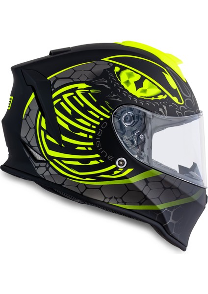 Dinamo Fighter Mat Siyah-Antrasit-Sarı Kask