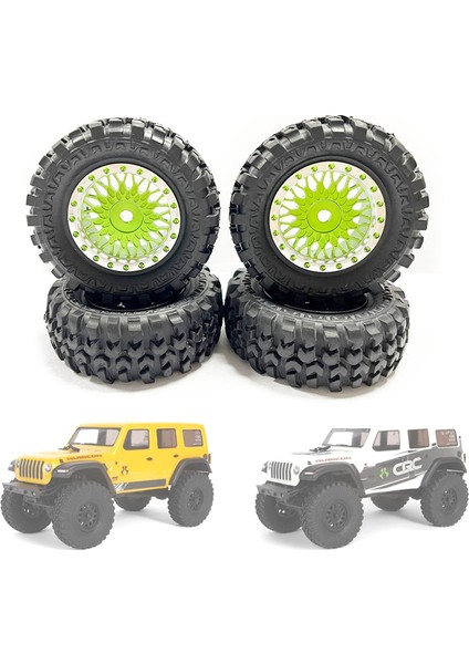 4 Adet 1.0 Lastikler ve Metal Beadlock Jant Seti 1/24 Rc Paletli Araba Eksenel SCX24 Fms FCX24 ENDURO24 Parçaları, Yeşil (Yurt Dışından) modelleri