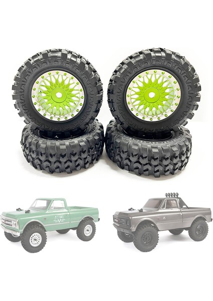 4 Adet 1.0 Lastikler ve Metal Beadlock Jant Seti 1/24 Rc Paletli Araba Eksenel SCX24 Fms FCX24 ENDURO24 Parçaları, Yeşil (Yurt Dışından) fırsatları