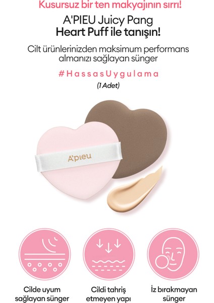 Kalp Şekilli Makyaj Süngeri A'pıeu Juicy Pang Heart Puff