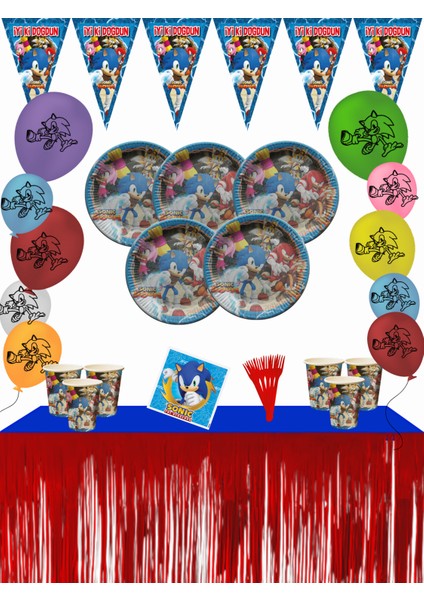 Metalize Masa Etekli Kirpi Sonic Sonic Boom Doğum Günü Parti Malzemeleri Seti