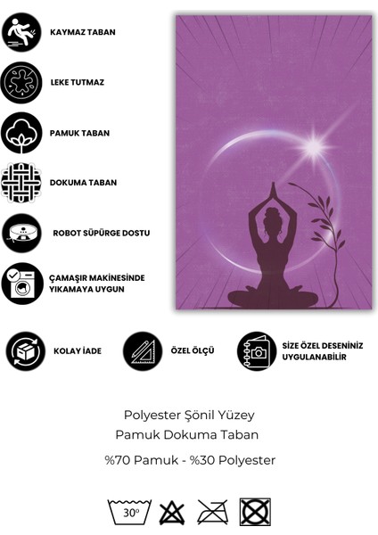 Yoga Meditasyon Mandala Temalı Kaymaz Tabanlı Dijital Baskı Meditasyon Halısı fırsatları