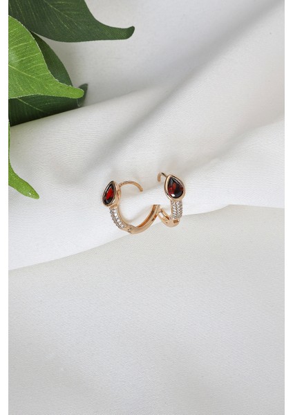 Bordo Safir Zirkon Taşlı Xuping Küpe