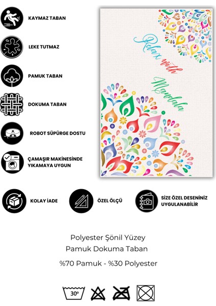 Mandala Desenli Yoga Meditasyon Halısı Kaymaz Tabanlı Dijital Baskılı Yıkanabilir Pati Dostu fırsatları