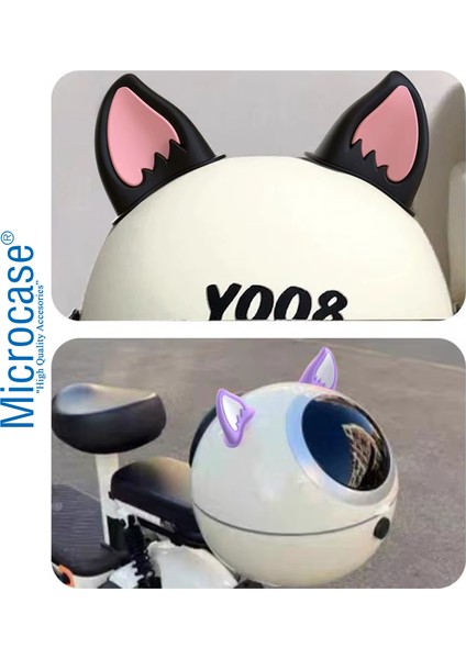 Motosiklet Kask Vb Eşyalar Için Sevimli Ilginç Dıy Yapışkanlı Karakter ve Parçalar Kedi Kulağı Seti - AL5012