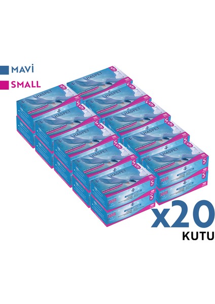 Nitril Muayene Eldiveni 100'LÜ S Küçük Boy Mavi 20 Kutu modelleri