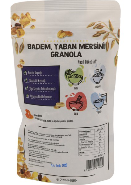 Sade Gurme Yaban Mersini Badem Granola 200 Gr fiyatları