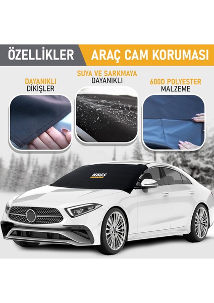 Buz ve Kar Önleyici Araç Ön Cam Örtüsü Brandası / Oto Cam Güneşlik (185X109CM) Xl Siyah