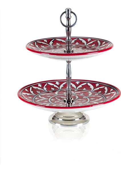 Corallo 2 Katlı Kek Pasta Servisi Kırmızı 13X11X11