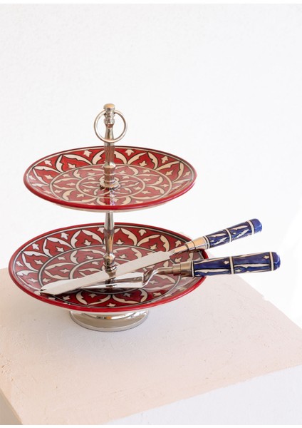 Corallo 2 Katlı Kek Pasta Servisi Kırmızı 13X11X11 fiyatları