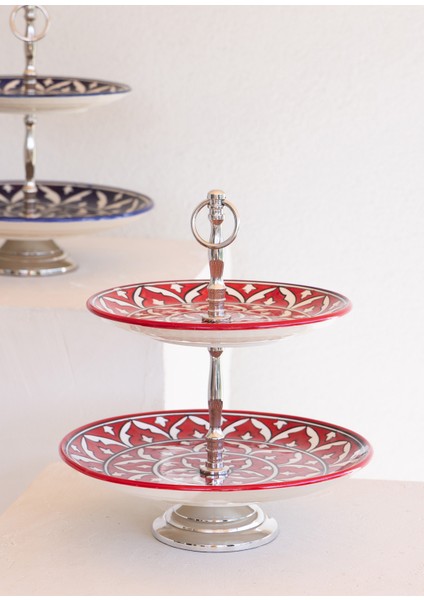 Corallo 2 Katlı Kek Pasta Servisi Kırmızı 13X11X11 modelleri