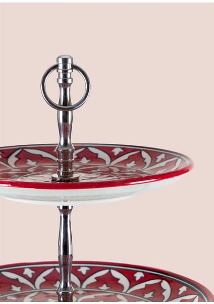 Corallo 2 Katlı Kek Pasta Servisi Kırmızı 13X11X11