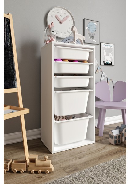 Mdf - Medium Mono 5 Sepetli Oyuncak Dolabı
