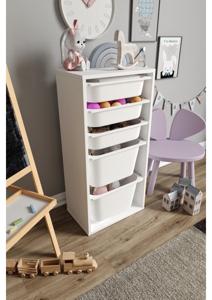 Mdf - Medium Mono 5 Sepetli Oyuncak Dolabı