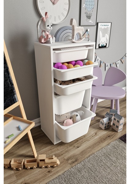 Mdf - Medium Mono 5 Sepetli Oyuncak Dolabı