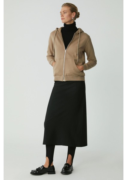 Modest Cherısh Kadın Içi Polarlı Yumuşacık Kalın Kumaşlı Kapüşonlu Fermuarlı Vizon Sweatshirt fiyatları