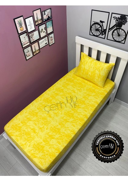 Kumaş Lastikli Çarşaf Seti Tek Kişilik 3 Ebat Gölge Sarı 100 x 200