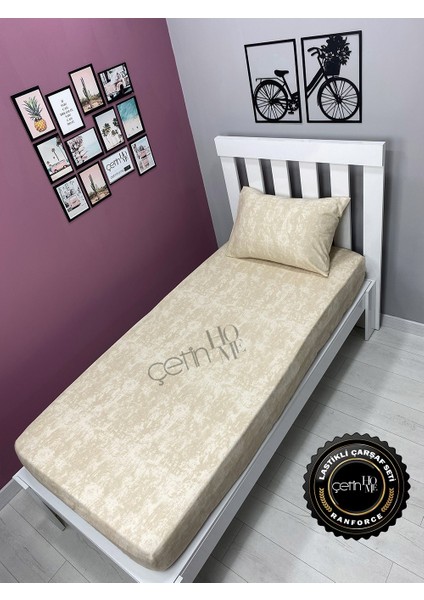 Kumaş Lastikli Çarşaf Seti Tek Kişilik 3 Ebat Gölge Krem 90 x 190