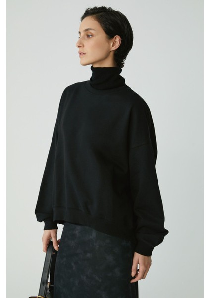 Modest Barborabb Kadın Relaxed Içi Polarlı Yumuşacık Comfort Fit Siyah Büyük Beden Sweatshirt modelleri