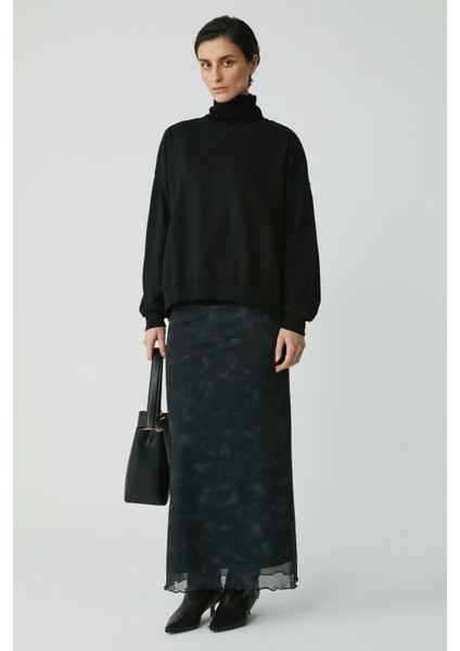 Modest Barborabb Kadın Relaxed Içi Polarlı Yumuşacık Comfort Fit Siyah Büyük Beden Sweatshirt indirimleri