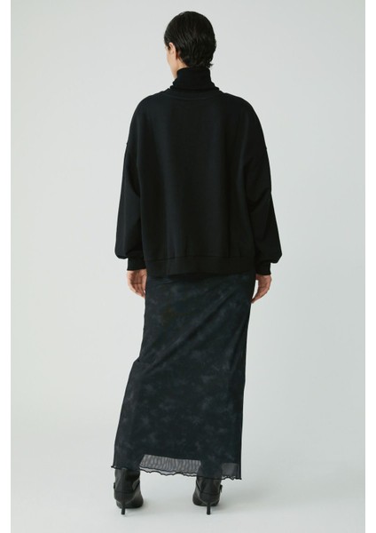 Modest Barborabb Kadın Relaxed Içi Polarlı Yumuşacık Comfort Fit Siyah Büyük Beden Sweatshirt