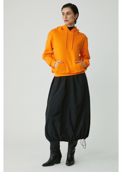 Ethiquet Diane Kadın İçi Polarlı Yumuşacık Comfort Fit Kapüşonlu Turuncu Sweatshirt modelleri