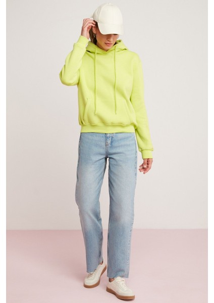 Modest Diane Kadın Içi Polarlı Yumuşacık Comfort Fit Kapüşonlu Yeşil Sweatshirt fırsatları