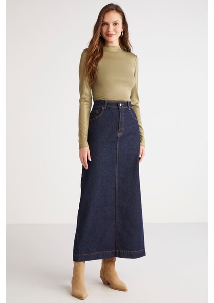 Modest Faye Kadın Kaplamalı Fitilli Görünümlü Polyester Dar Kesim Basic Haki Bluz modelleri
