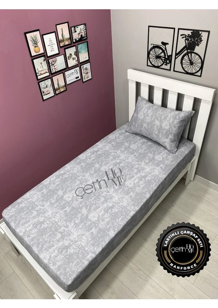 Kumaş Lastikli Çarşaf Seti Tek Kişilik 3 Ebat Gölge Soft Gri 120 x 200