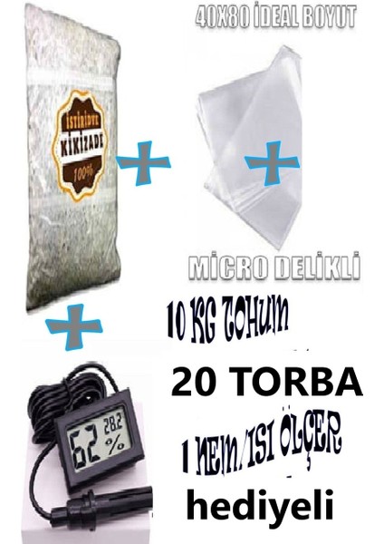 Stiridye Mantarı Başlangıç Seti ( 10 kg Tohum + Nem Ölçer +20 Adet Micro Delikli Torba hediyeli