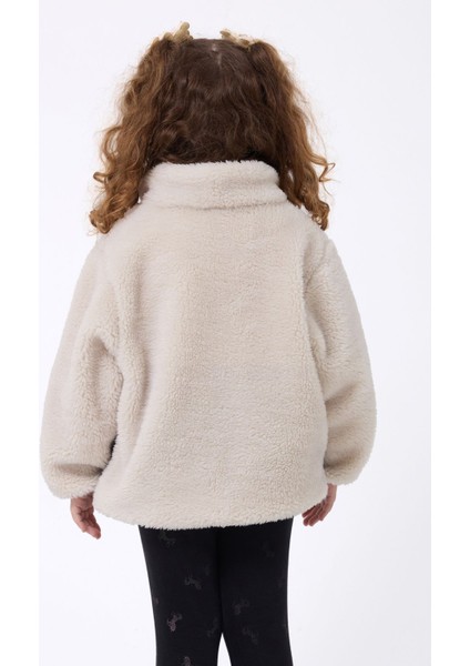 Kız Çocuk Peluş Ekru Siyah Fermuarlı Welsoft Kışlık Mont Fmç-K-Peluş fırsatları