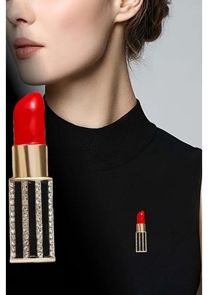 Kırmızı Ruj Broş Yaka Iğnesi fiyatları