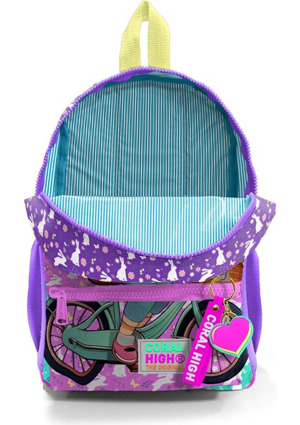 Minik Yuva Sırt Çantası Mor Pembe Bisikletli Kız Desenli Iki Bölmeli 23569 fırsatları