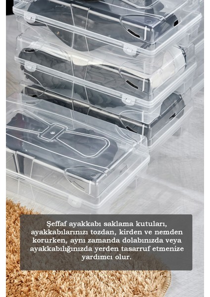 5'li Kadın Ayakkabı Saklama Kutusu - Şeffaf Dekoratif Ayakkabı Düzenleyici Kutu Seti