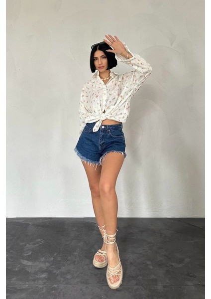 Oranj Brode Çiçek Nakışlı Klasik Gömlek fiyatları