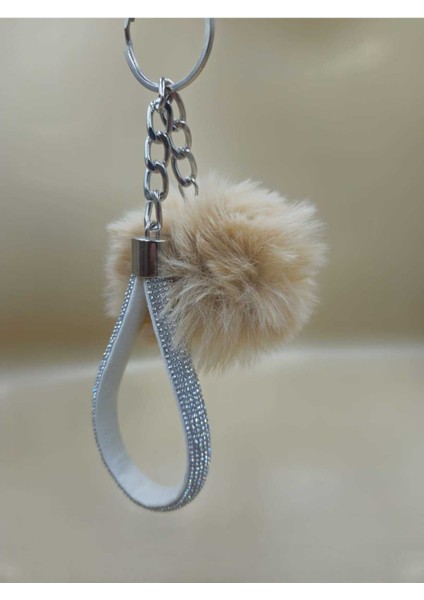 Gümüş Angel Anahtarlık Minik Ponpon Seçenekli Camel Ponpon