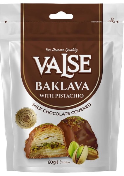 Sütlü Çikolata Kaplı Antep Fıstıklı Baklava Draje 60 gr