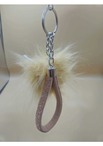 Camel Taşlı Tilki Tüyü Bej Angel Anahtarlık fiyatları