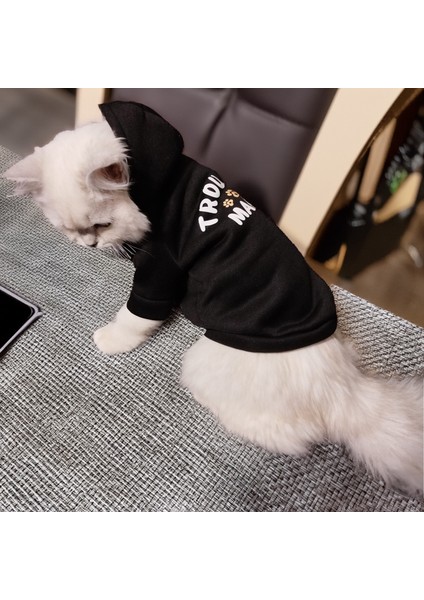 Kedi Köpek için Siyah Kapüşonlu Sweatshirt