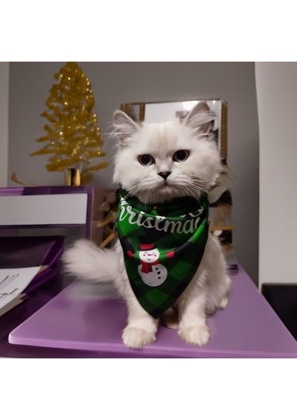 Kedi Köpek için Ayarlanabilir, Üçgen ve Yeşil Yılbaşı Bandanası