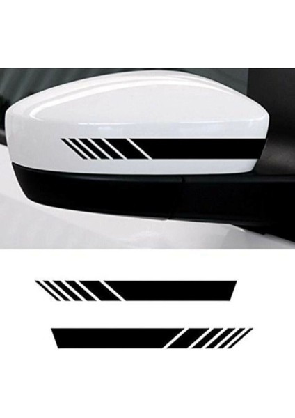 Yan Ayna Oto Şerit Sticker Siyah 6 Adet 15*2 cm