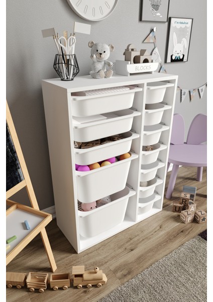 Mdf - Medium Duo 12 Sepetli Oyuncak Dolabı