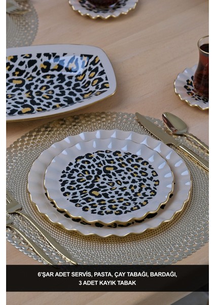 Leopar Wavy 27 Parça 6 Kişilik Pasta Servis Takımı