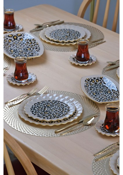 Leopar Wavy 27 Parça 6 Kişilik Pasta Servis Takımı
